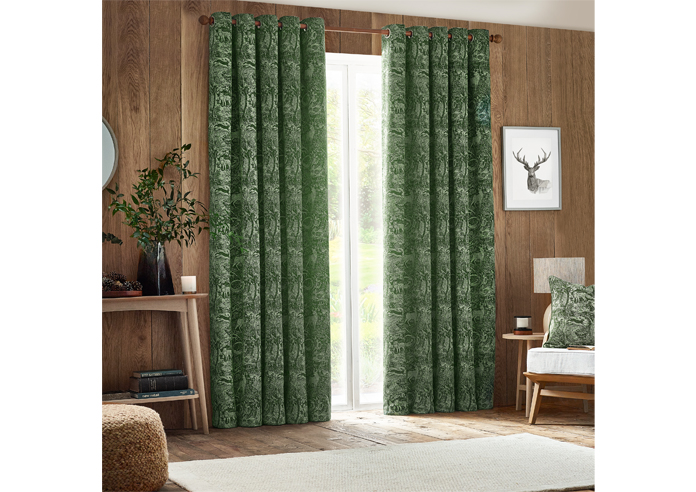 Winter Woods Eyelet, Emerald - Ready Made Curtains - Image 7